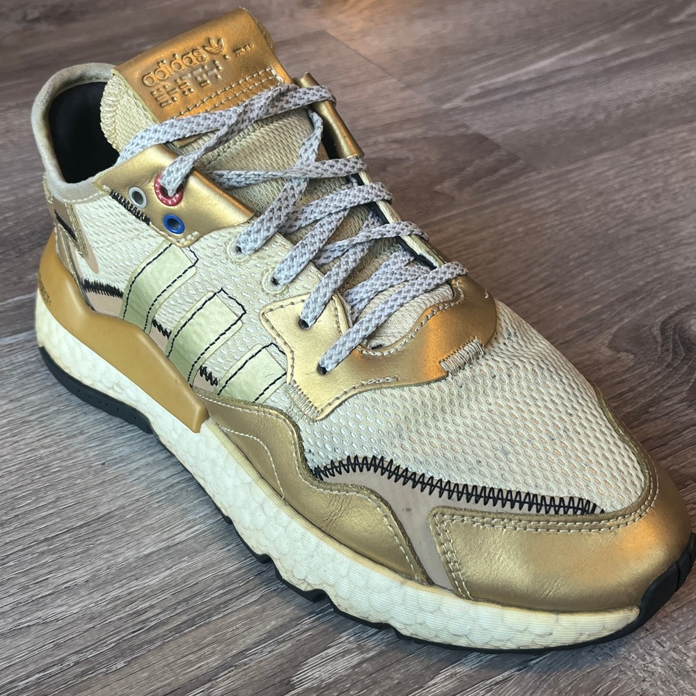 Adidas Originals Nite Jogger Gold Metallic Running Shoes Womens 8 UK 6.5‎ EU 40